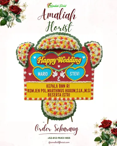 Karangan Papan Bunga Pernikahan di Jedong